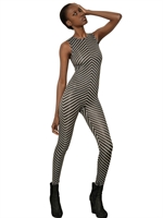 GARETH PUGH - GESTREIFTER LYCRAOVERALL - GRAU/SCHWARZ