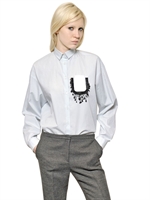 N°21 - EMBROIDERED COTTON POPLIN SHIRT - LIGHT BLUE