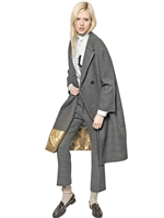 N°21 - PRINTED PIED DE POULE WOOL CLOTH COAT - GREY  MELANGE
