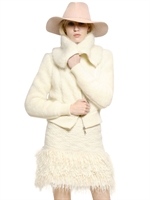 BLUMARINE - WOOL MOHAIR BOUCLÉ KNIT JACKET - IVORY