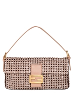 FENDI - BORSA BAGUETTE CON CRISTALLI RICAMATI SU PELLE - ROSA