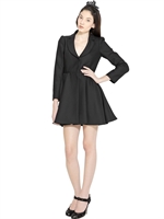 RED VALENTINO - WOOL AND COTTON TWILL COAT - BLACK