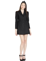 RED VALENTINO - RIBBON BUTTON WOOL & COTTON TWILL COAT - BLACK