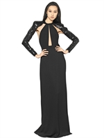 SAINT LAURENT - LANGES VISKOSEKLEID MIT PAILLETTEN - SCHWARZ