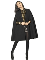SAINT LAURENT - VIRGIN CANVAS WOOL CAPE COAT - BLACK