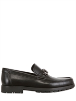 SALVATORE FERRAGAMO - MASTER BRUSHED LEATHER LOAFERS - BLACK