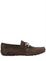SALVATORE FERRAGAMO - PARIGI SUEDE LOGO LOAFERS - BROWN