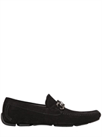 SALVATORE FERRAGAMO - PARIGI SUEDE LOGO LOAFERS - BLACK