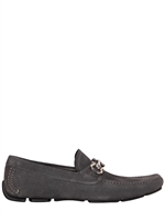 SALVATORE FERRAGAMO - PARIGI SUEDE LOGO LOAFERS - DARK GREY