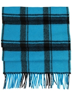 LANVIN - CHECKED WOOL CASHMERE FLANNEL SCARF - TURQUOISE