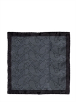 LANVIN - PRINTED SILK SATIN POCKET SQUARE - GREY