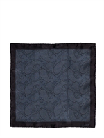 LANVIN - PRINTED SILK SATIN POCKET SQUARE - BLUE