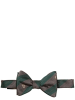 LANVIN - SILK TWILL REGIMENTAL BOW TIE - GREY/GREEN