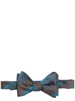 LANVIN - SILK TWILL REGIMENTAL BOW TIE - GREY/LIGHT BLUE