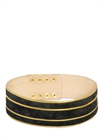 BALMAIN - 60MM SUEDE HIGH WAISTED BELT - BLACK/GOLD