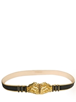 BALMAIN - 30MM SUEDE DRAGON BELT - BLACK/GOLD