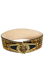 BALMAIN - 60MM LEOPARD PATENT HIGH WAISTED BELT - MULTI