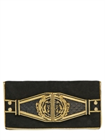 BALMAIN - SUEDE DRAGON CLUTCH - BLACK/GOLD