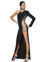 ANTHONY VACCARELLO - DOPPELTES KREPPKLEID MIT ÖSEN - SCHWARZ