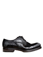 INK SHOES - TEXTURED WASHED LEATHER LACE-UP SHOES - BLACK