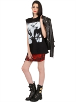 LUISA VIA ROMA - BAUMWOLL-T-SHIRT MIT FIRENZE4EVER-DRUCK - SCHWARZ
