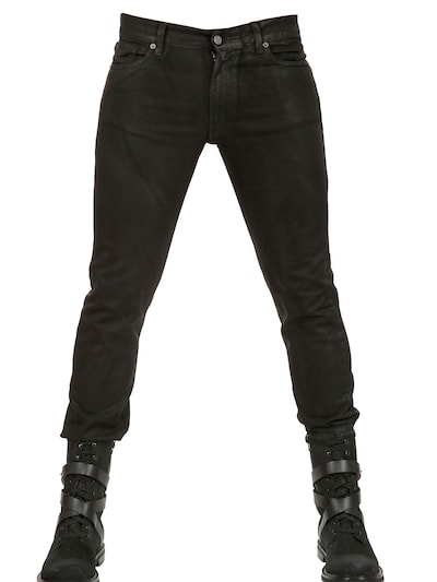 Karl 16,5cm Waxed Denim Stretch Skinny Jeans In Black