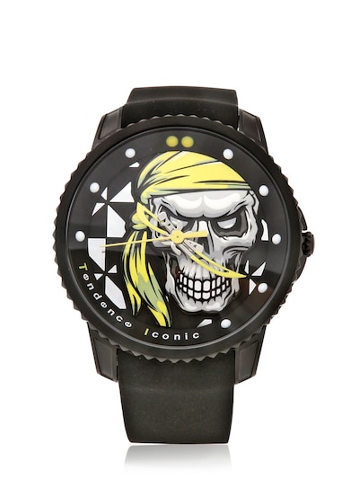 Tendence Iconic Pirate Watch In Black/yellow