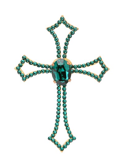 Marbella Swarovski Crystal Cross Adhesive Tattoo In Emerald