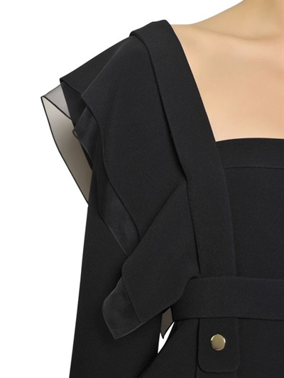 CHLOÉ ORGANZA RUFFLE AND CREPE SABLE DRESS