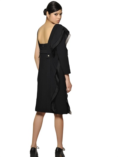 CHLOÉ ORGANZA RUFFLE AND CREPE SABLE DRESS