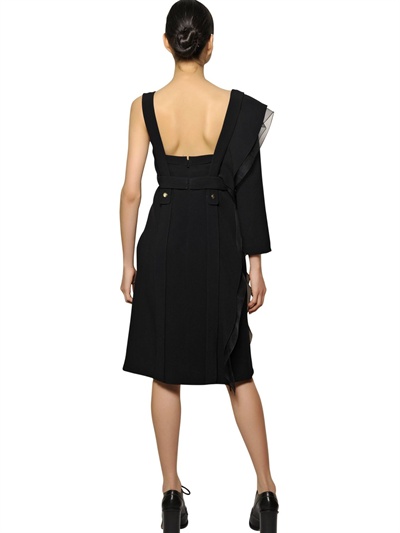 CHLOÉ ORGANZA RUFFLE AND CREPE SABLE DRESS