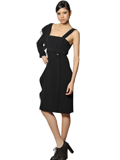 CHLOÉ ORGANZA RUFFLE AND CREPE SABLE DRESS