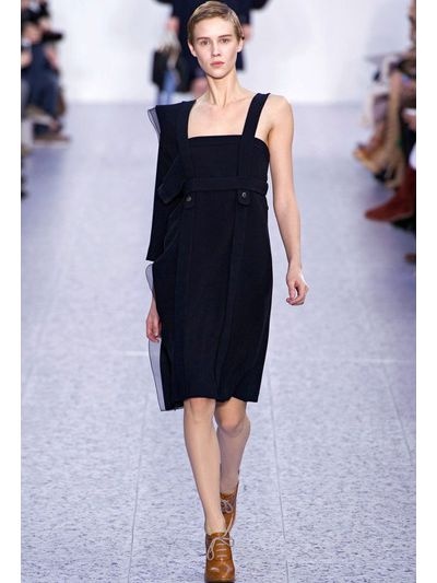 CHLOÉ ORGANZA RUFFLE AND CREPE SABLE DRESS