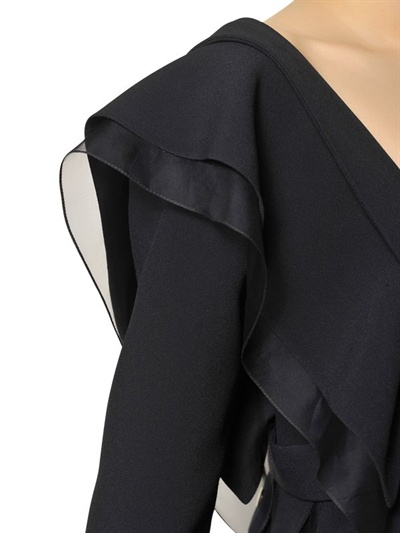 CHLOÉ ORGANZA RUFFLE AND CREPE SABLE DRESS