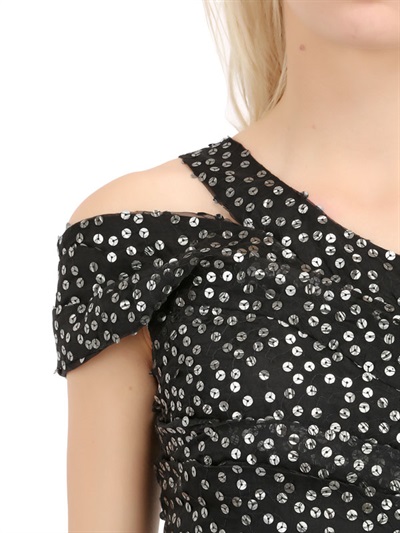 ISABEL MARANT SEQUINED SILK ORGANZA DRAPED DRESS