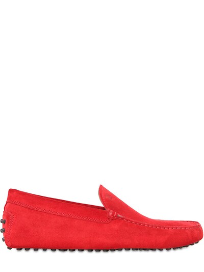 Tod's Gommino Suede Driving Shoes In Red