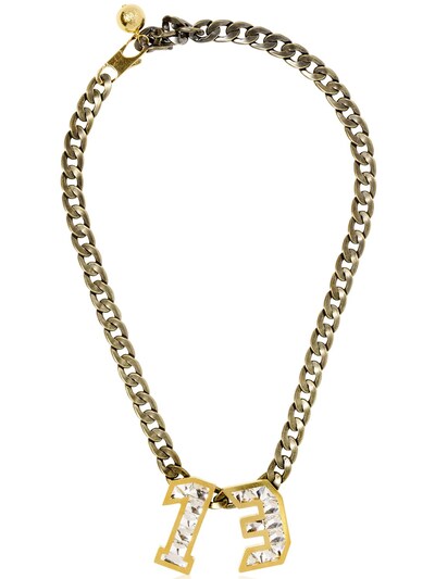 Lanvin Swarovski Pendant Necklace In Gold/crystal