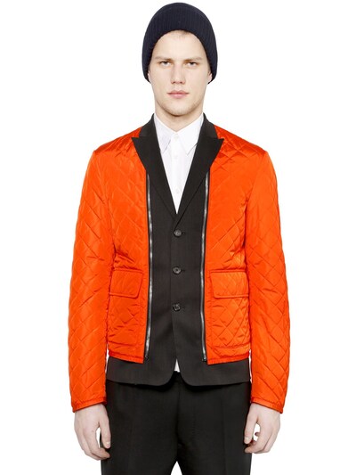 DSQUARED2 Wool Vest W/ Detachable Nylon Jacket, Orange/Black