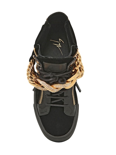 GIUSEPPE ZANOTTI Jeweled Chain Velvet Sneakers