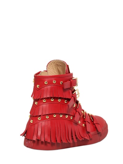 GIUSEPPE ZANOTTI Fringed Leather High Top Sneakers