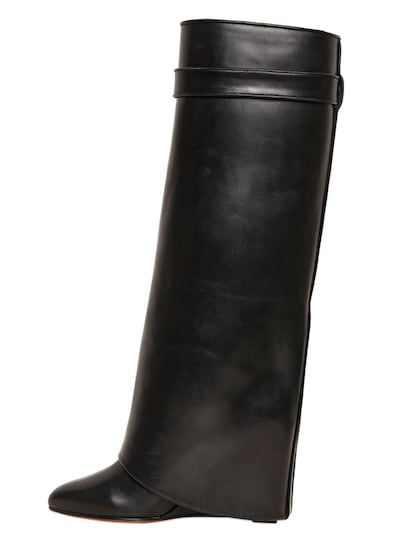 GIVENCHY Leather Shark Lock Wedge Boots