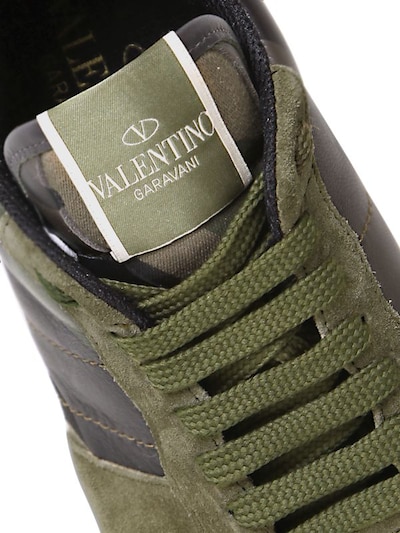 VALENTINO GARAVANI Camouflage Studded Leather Sneakers