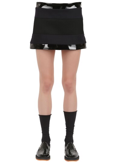 Wanda Nylon Lisa Wool Vinyl And Mesh Mini Skirt In Black/navy