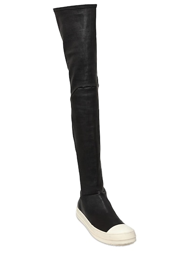 RICK OWENS Over The Knee Stretch Leather Sneakers
