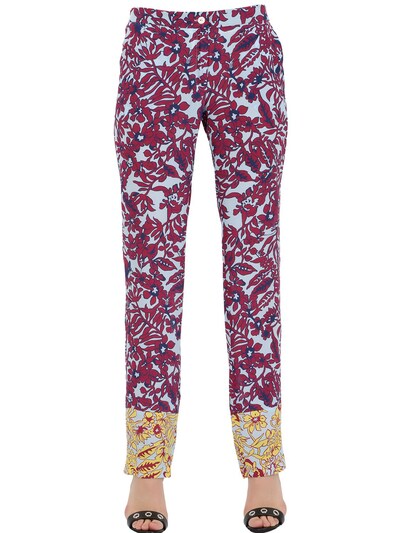 Monocrom Floral Printed Silk Pants In Multicolor