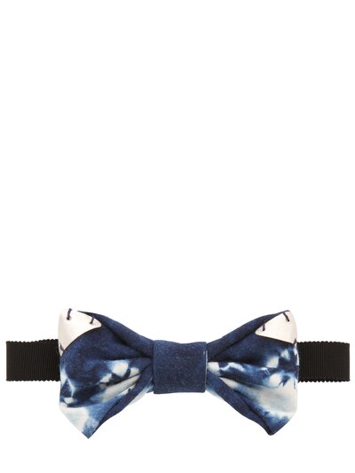 Christian Correnti Silver & Batik Cotton Bow Tie In Blue