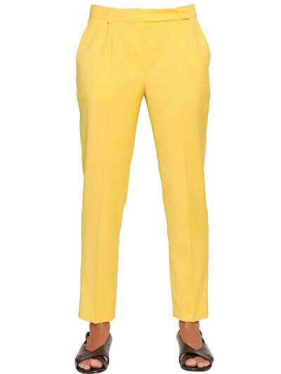 Incotex Atalia Super-light Stretch Wool Pants In Yellow