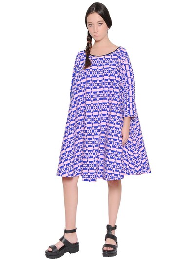 Yvonne S Printed Cotton Dress In Pink/blue