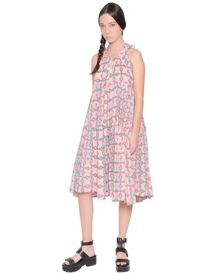Yvonne S Printed Light Cotton Voile Dress In Pink/multi