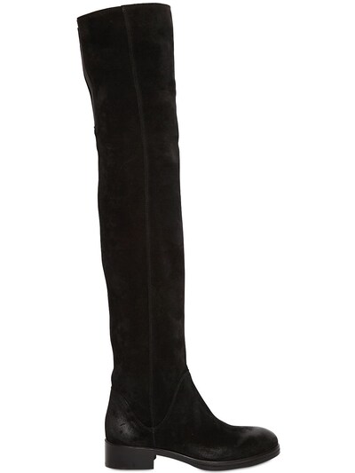 STRATEGIA 30Mm Suede Over The Knee Boots, Black
